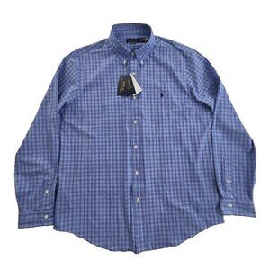 Polo Ralph Lauren Performance Shirt Men's XL Blue Plaid Classic Fit Wicking NEW